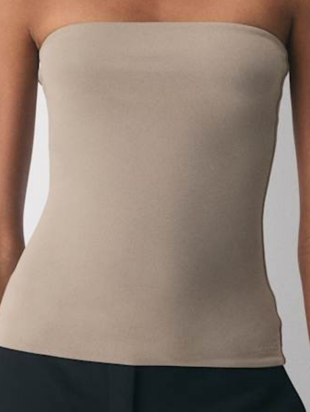 Aritzia Taupe Strapless Fitted Top